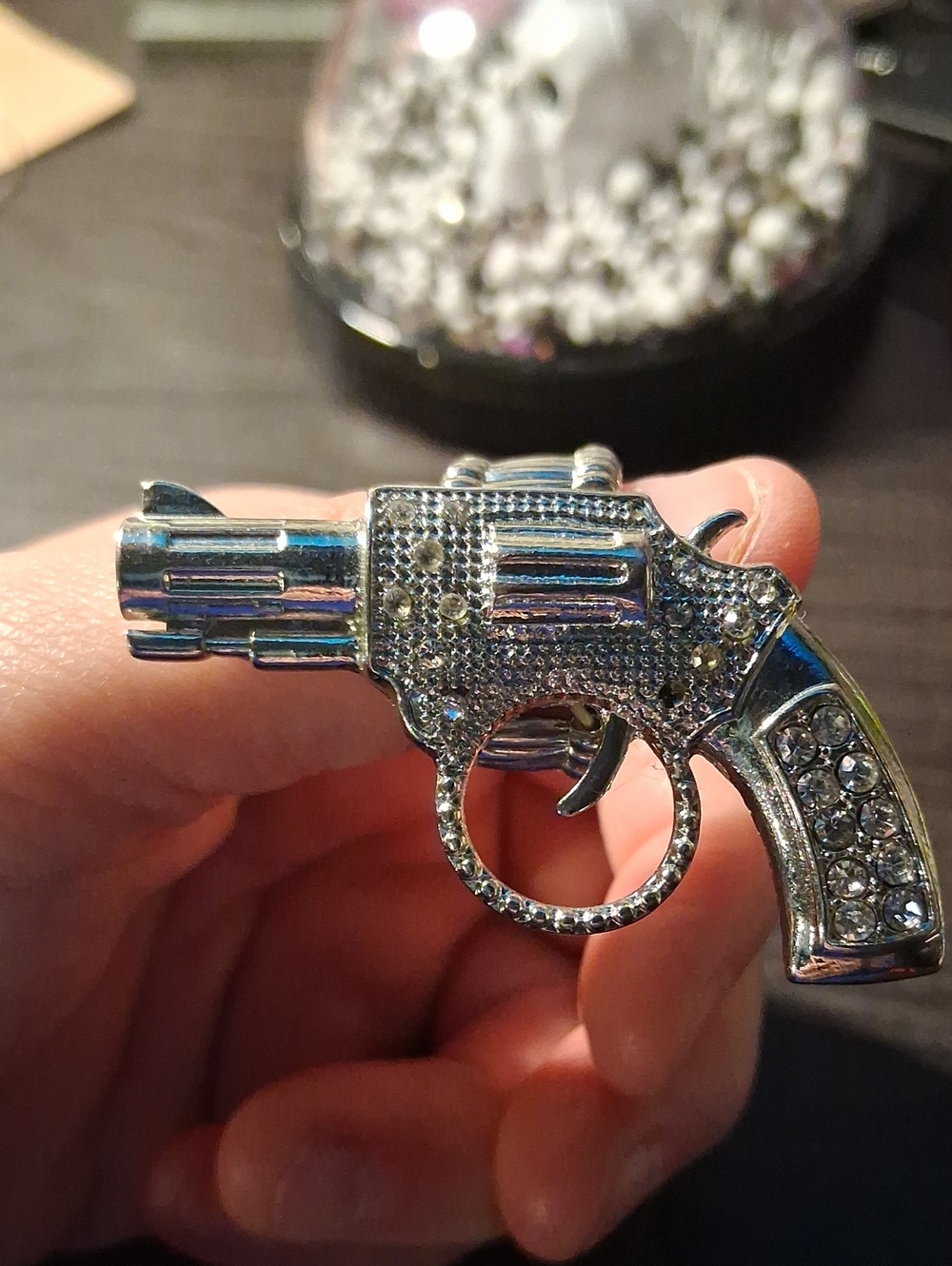 Silver Crystal Revolver Statement Ring - Womens Accessory